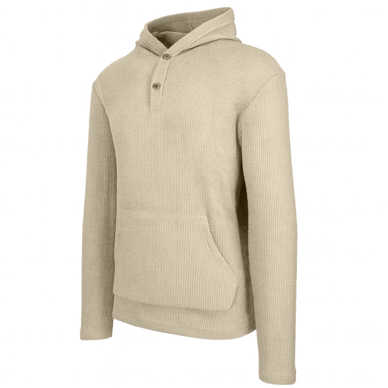 Blue Ice Men's Loose Fit Waffle Knit Thermal Henley Pullover Hoodie
